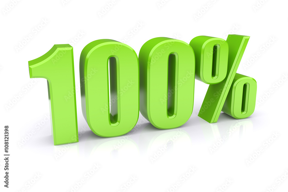 Green 100% on a white