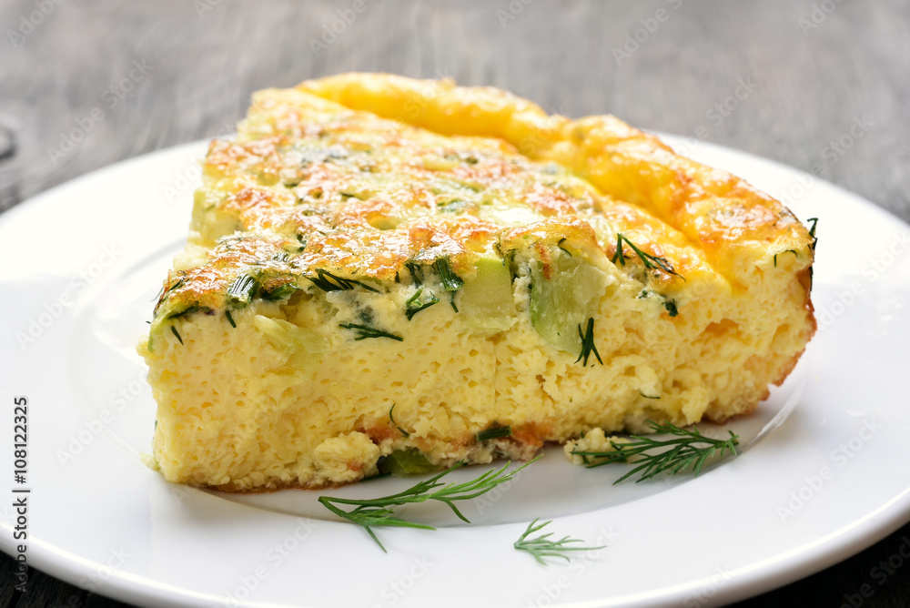 Omelet on white plate