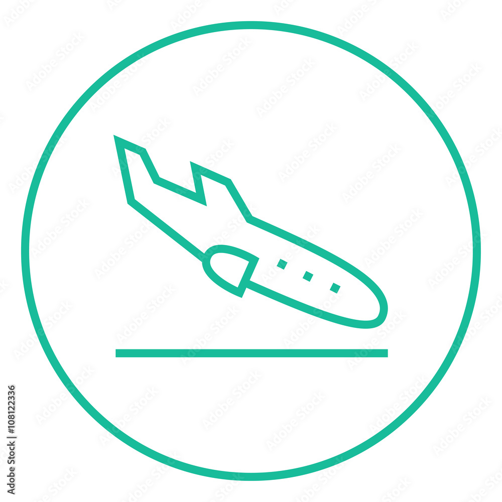 Landing aircraft line icon.