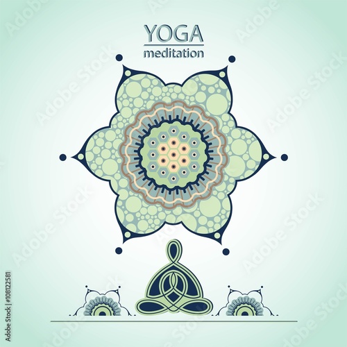 yoga lotus position on the background of a decorative flower