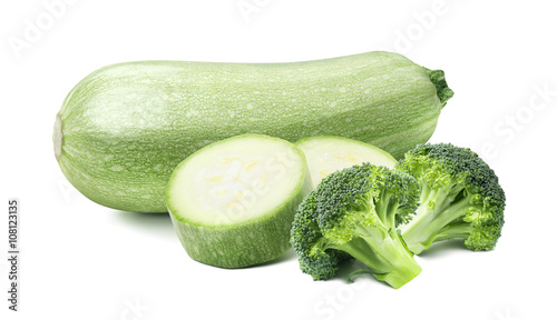 Zucchini broccoli isolated on white background
