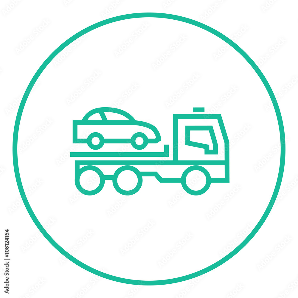 Car towing truck line icon.