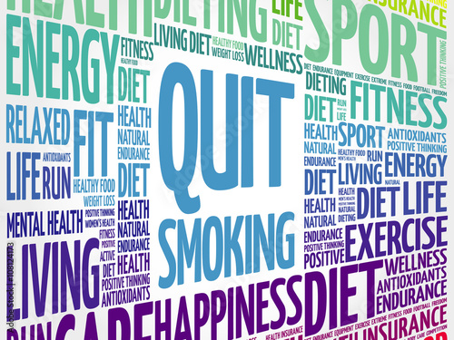 Quit Smoking word cloud background, health concept