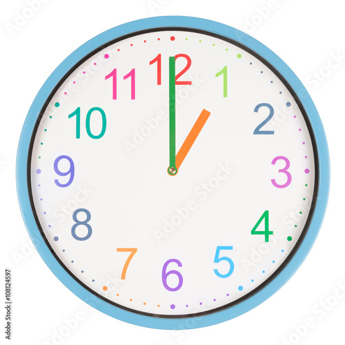 Colorful Clock Showing One O Clock Stock Photo Adobe Stock