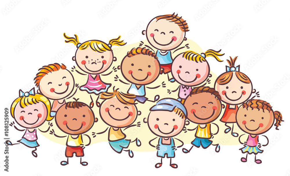 A group of happy kids, no gradients A group of happy kids, no gradients