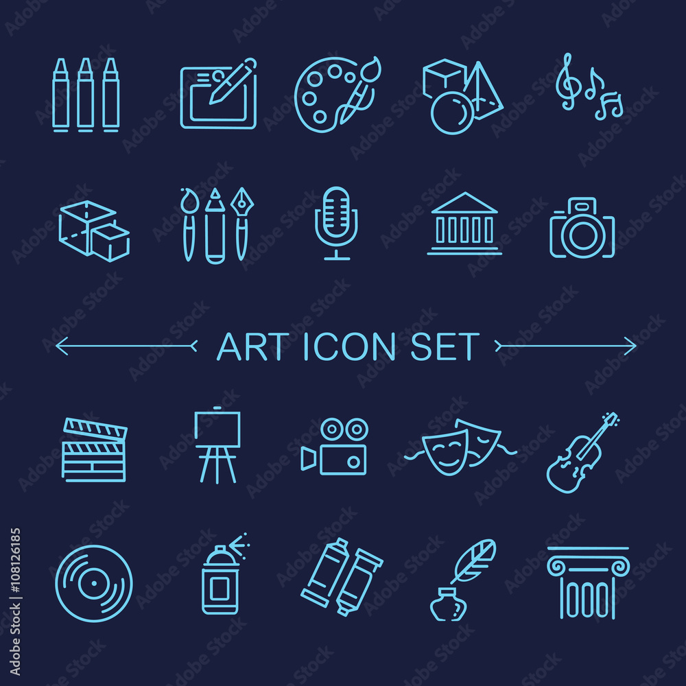 Line Art Icons. Music, theater and artistic icons Line Art Icons. Music, theater and artistic icons