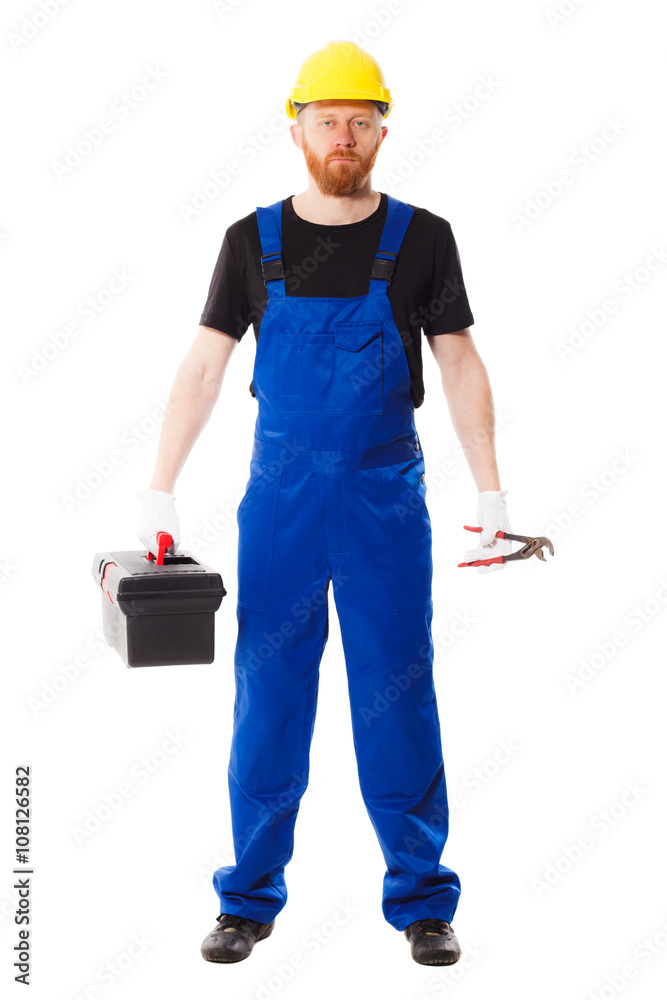 Man builder in the uniform, isolated Man builder in the uniform, isolated