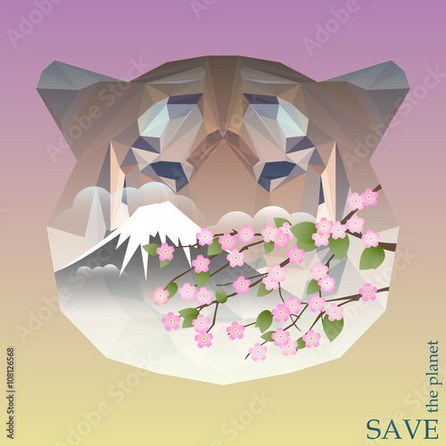 Fototapeta Naklejka Na Ścianę i Meble -  conceptual theme of protection of nature and animals with tiger