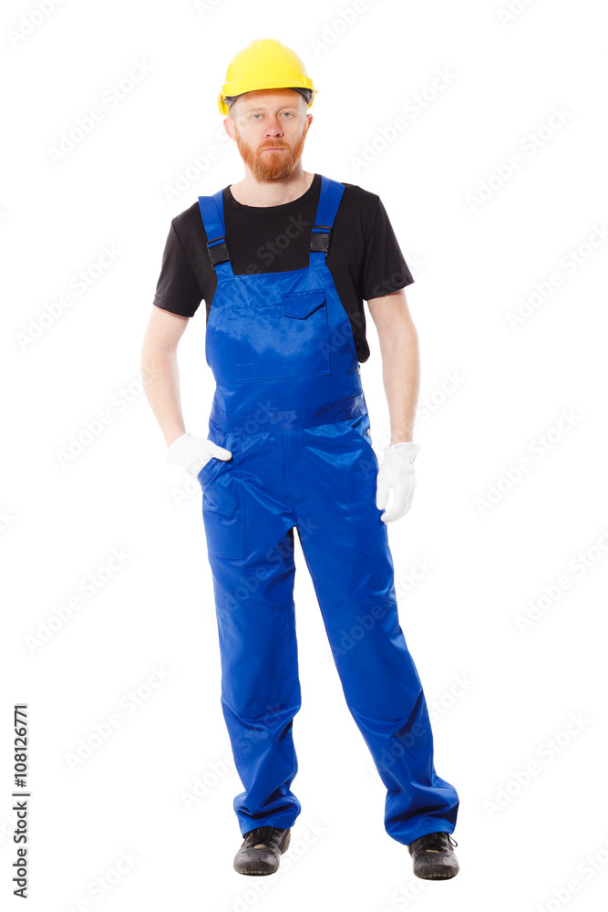 Man builder in the uniform, isolated Man builder in the uniform, isolated
