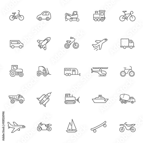 Transport icons, thin line design photo