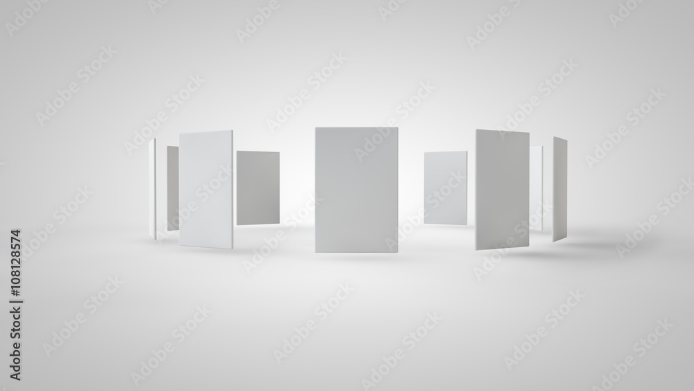 3d background with a sheet of A4 paper arranged in a circle 3d background with a sheet of A4 paper arranged in a circle