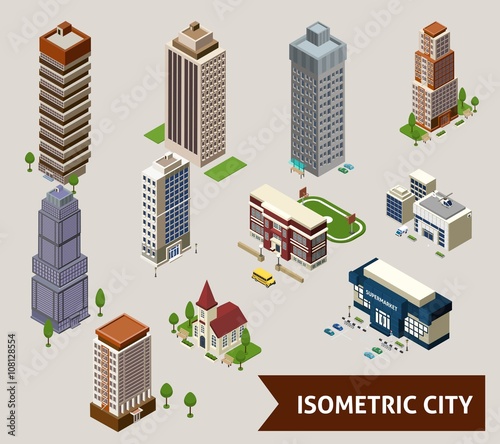 Isometric City Isolated Icons