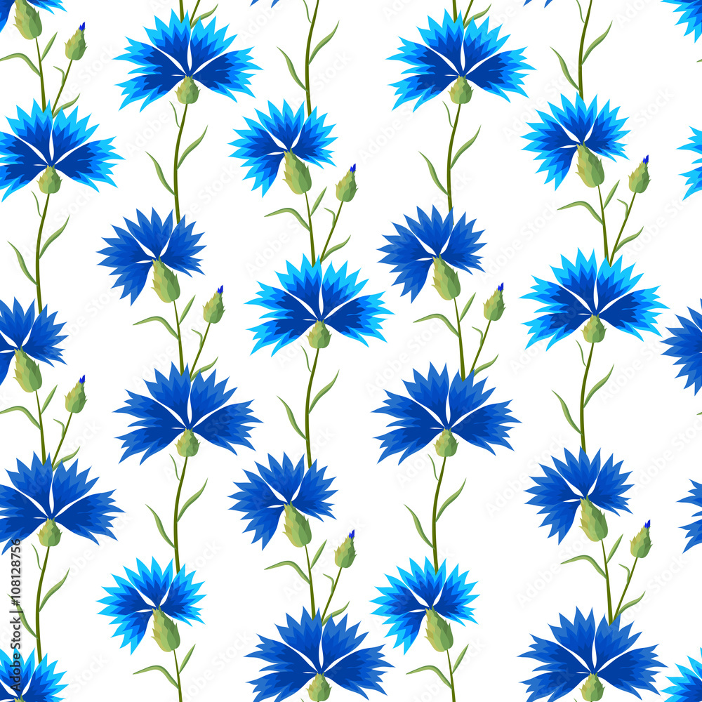 Floral Pattern with Cornflowers