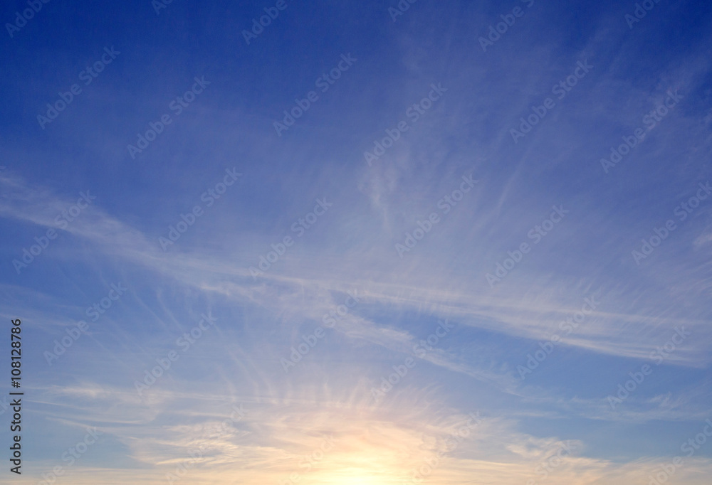 view on blue sky at sunrise