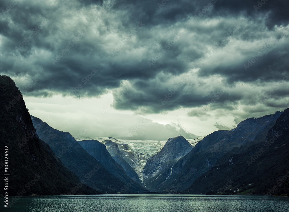 Norway fjord - obrazy, fototapety, plakaty 