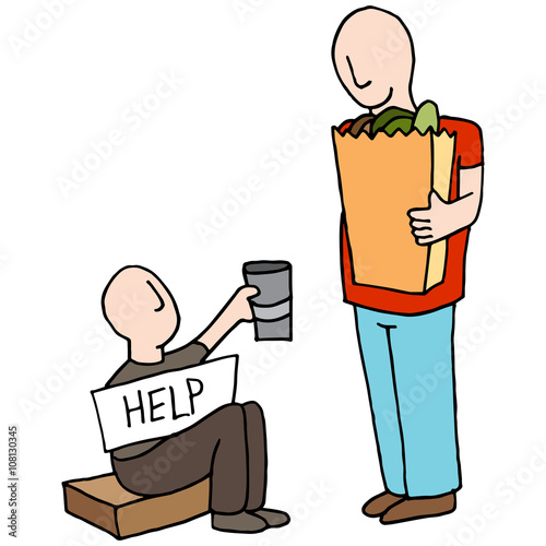 Beggar Asking for Money From Customer