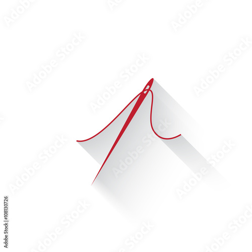 Flat red Needle web icon with long drop shadow on white