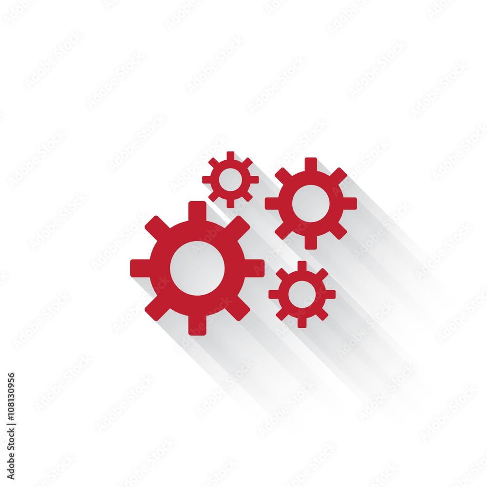 Flat red Process web icon with long drop shadow on white Flat red Process web icon with long drop shadow on white