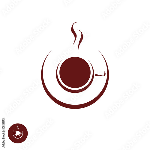 Coffee shop logo template, natural abstract coffee cup with steam, coffee house emblem, creative cafe logotype, modern trendy symbol design vector illustration isolated on white background sign