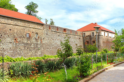 Walls and medieval Uzhhorod Castle in Ukraine