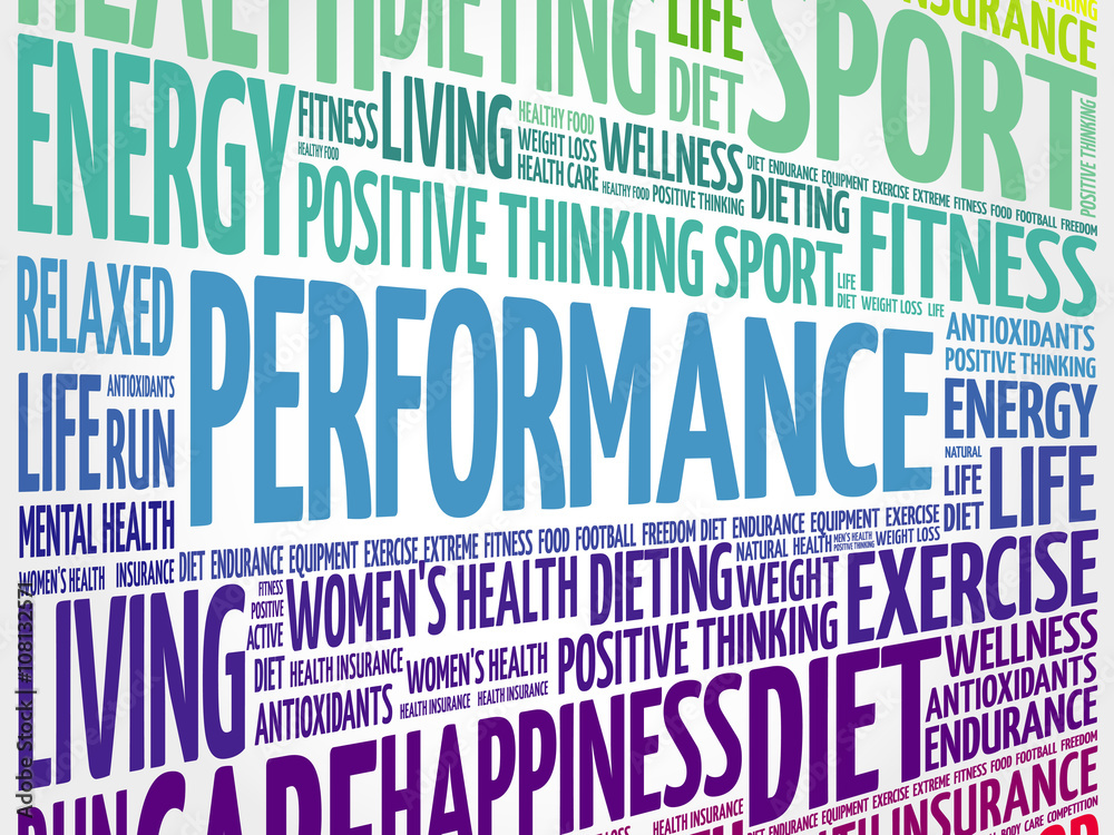 PERFORMANCE word cloud, fitness, sport, health concept PERFORMANCE word cloud, fitness, sport, health concept