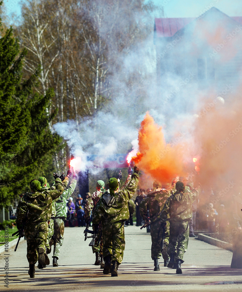Soldiers with torches