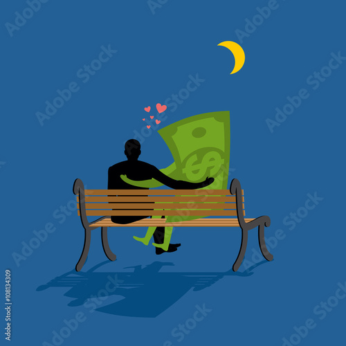Cash Lovers looking at stars. Date night. Man and dollar money s