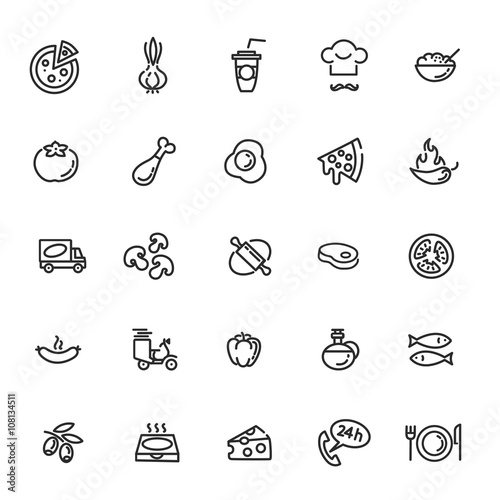 Italian traditional pizza - web icons set