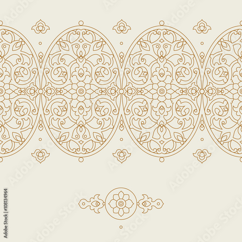 Vector ornate seamless border in Eastern style.