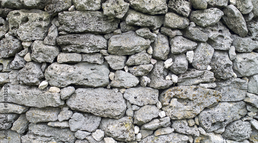 Old stone wall closeup