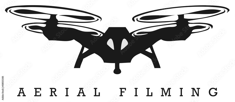 Drone, aerial filming logo icon - obrazy, fototapety, plakaty 