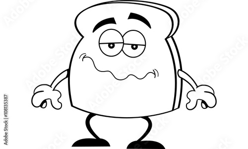 Black and white illustration of a frowning piece of toast.