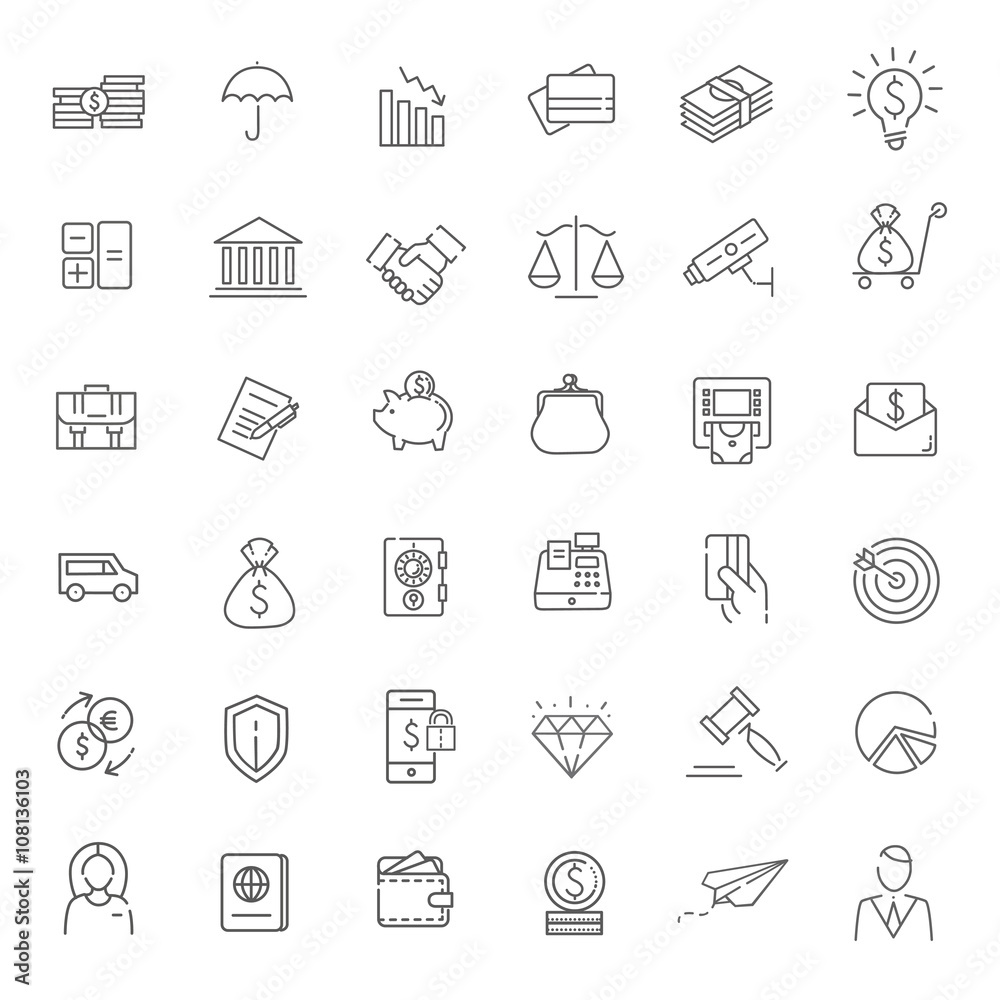 Thin line web icon set - money, finance, payments Thin line web icon set - money, finance, payments