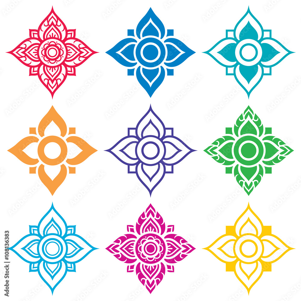 Thai folk art pattern - flower shape Thai folk art pattern - flower shape