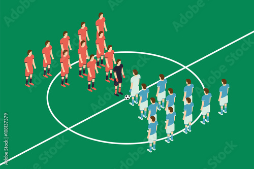 Flat Style Soccer Table. Vector Illustration. Isometric View Field photo