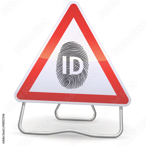 Panneau de danger biométrie sur trépied