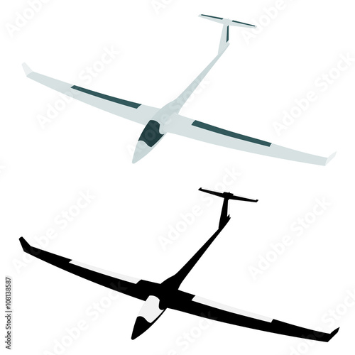 Two Silhouette of a glider is not a white background. Vector ill