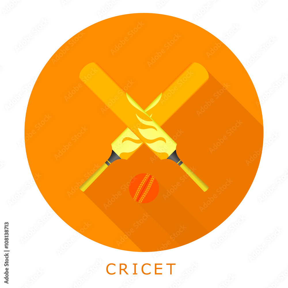 Flat simple icon cricket on a red circle. It is easy to change t