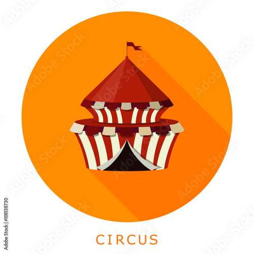 Flat simple icon circus on a red circle. It is easy to change th