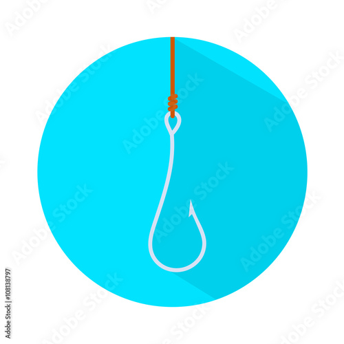 Modern flat icon vector hook with long shadow effect in stylish