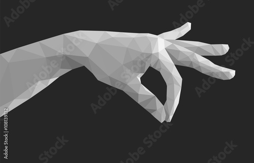 polygonal hand pinch fingers together monochrome empty