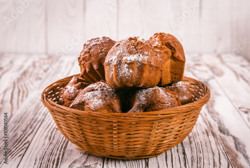 Cupcakes in a wicker breadbaskets