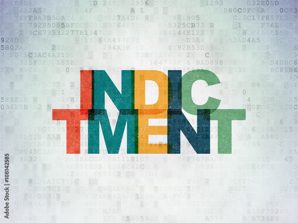 Law concept: Indictment on Digital Paper background Law concept: Indictment on Digital Paper background
