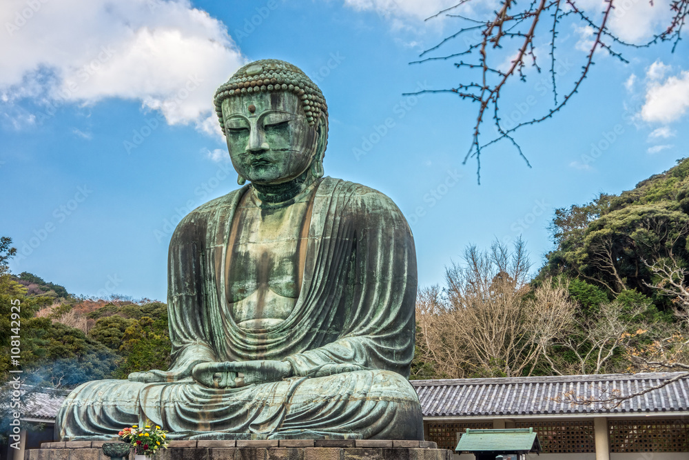 The Great Buddha of Kamakura is a monumental outdoor bronze statue of Amida Buddha. Kamakura Daibutsu is located at the Kotoku-in temple in Kanagawa Prefecture, Japan. The Great Buddha of Kamakura is a monumental outdoor bronze statue of Amida Buddha. Kamakura Daibutsu is located at the Kotoku-in temple in Kanagawa Prefecture, Japan.