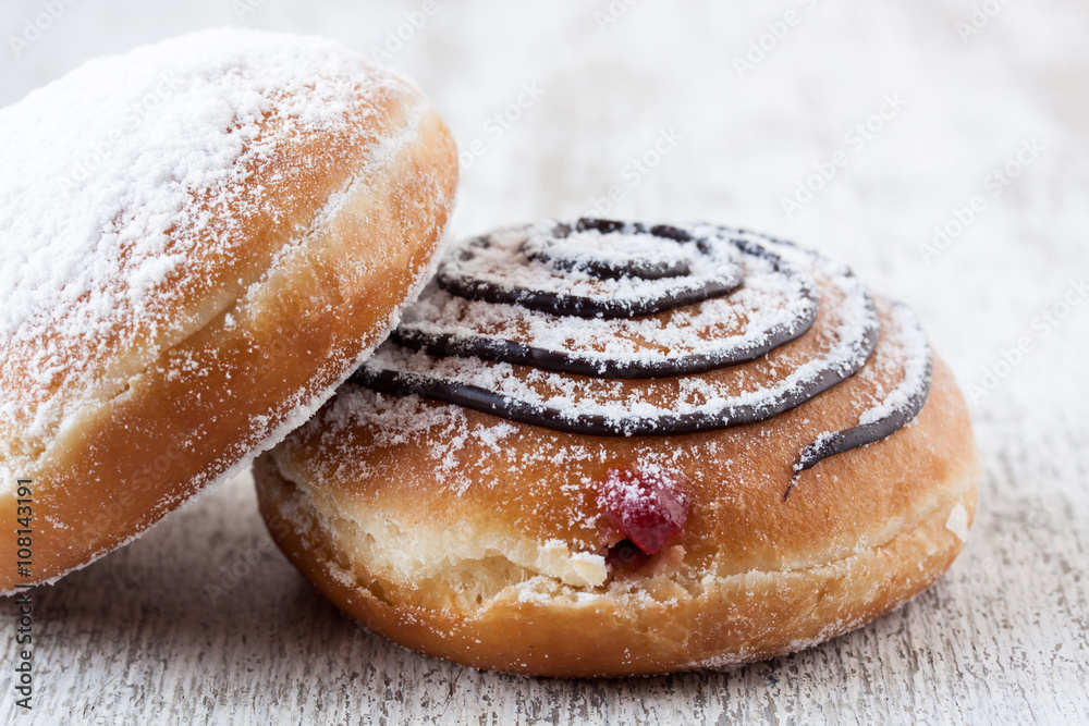 donut with chocolate and marmalade donut with chocolate and marmalade