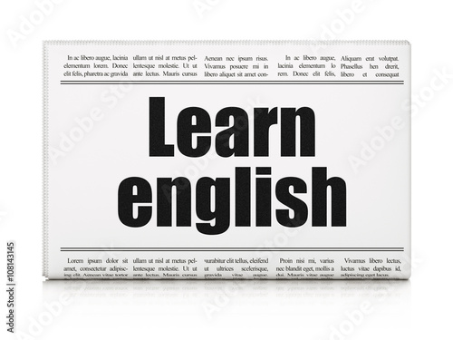 Learning concept: newspaper headline Learn English