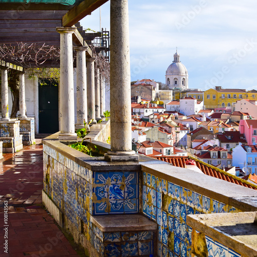 Architecture in Alfama district in Lisbon, Portugal