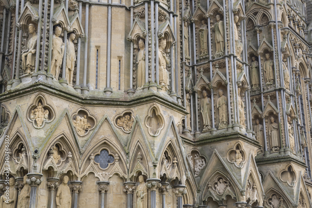 Wells Cathedral Church Facade, Somerset, England