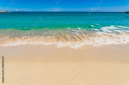Beautiful sand beach coast turquoise ocean 