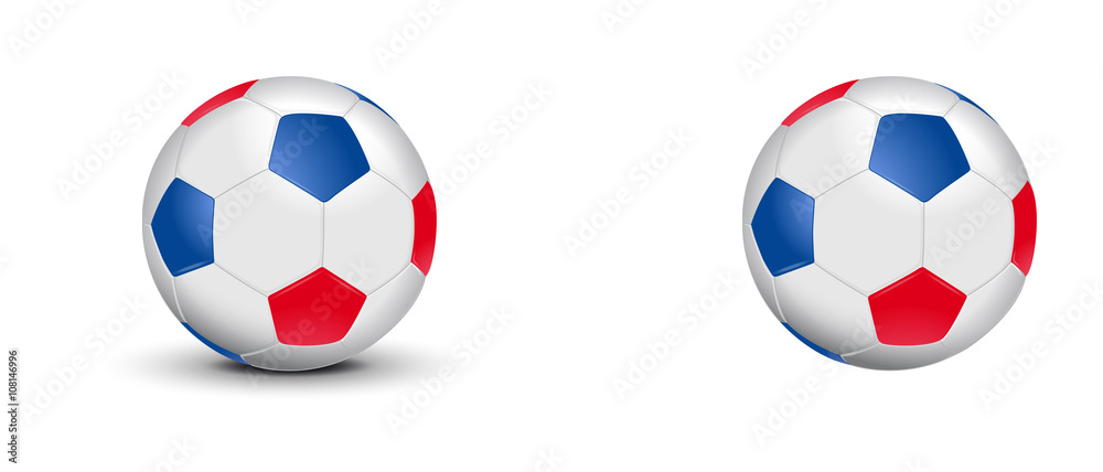 Ballon de foot tricolore - Bleu Blanc Rouge Stock Vector
